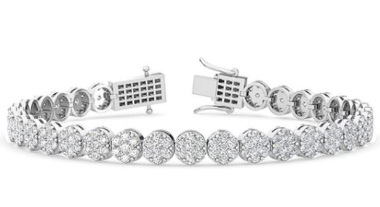 14W Round Lab Grown Cluster Diamond Bracelet