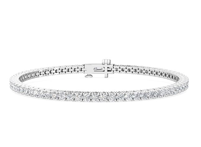 14W Round Lab Created Diamond Eternity Line Bracelet 73=3.07ctw F-G/VS 7"