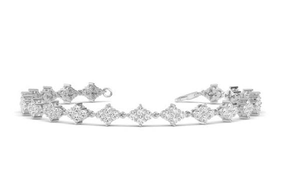 14W Lab Grown Diamond Tennis Bracelet with Rhombus Shaped Links