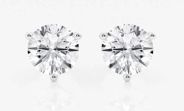 14W Round Brilliant Cut Large Diamond Stud Earrings in Martini Settings, ~4.5mm, .67ctw