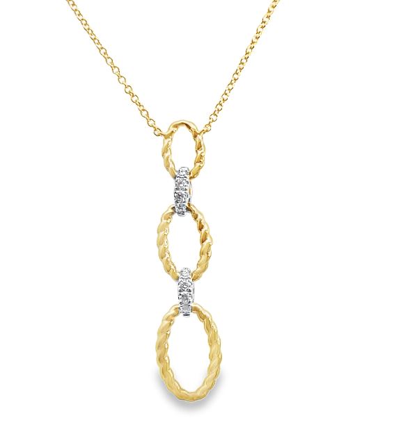 18K Two-Tone Open Link Rope Dangle Pendant with Diamonds