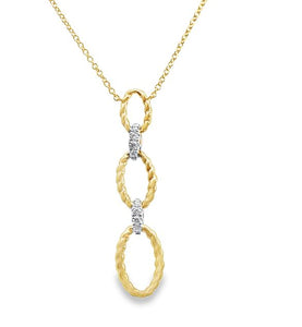 18K Two-Tone Open Link Rope Dangle Pendant with Diamonds