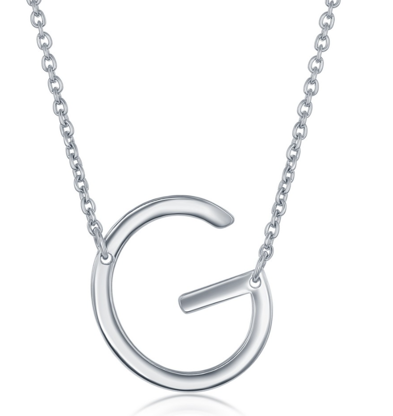 Sterling Silver Sideways 'G' Initial Necklace