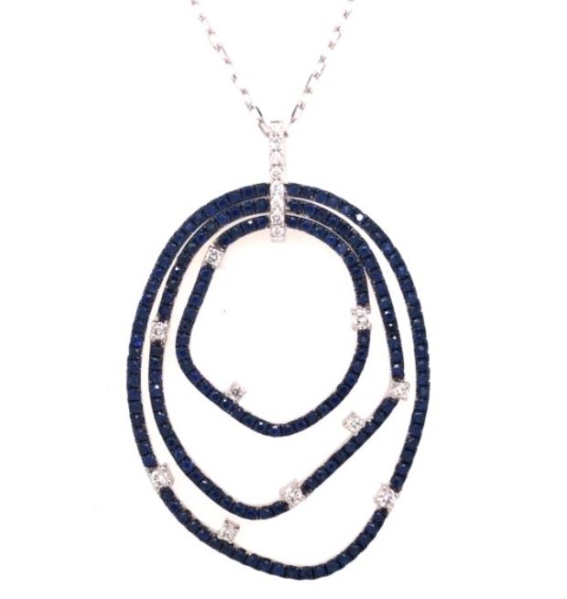 18W Triple Freeform Round Sapphire &amp; Diamond Pendant