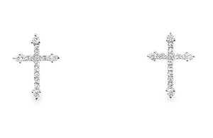14W Diamond Cross Stud Earrings