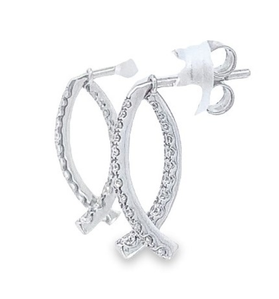 14W RBC LG Graduated Diamond Curved Front/Back Jacket Earrings with Friction Posts and Backs