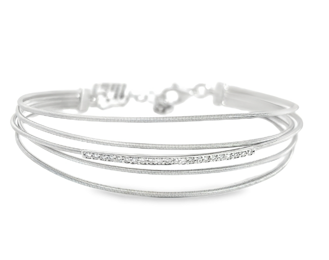 18W 5 Row Wire Bracelet with Pave' Diamond Center