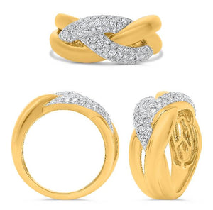 14TT Wide Pave Diamond Braid Design Ring Size 7