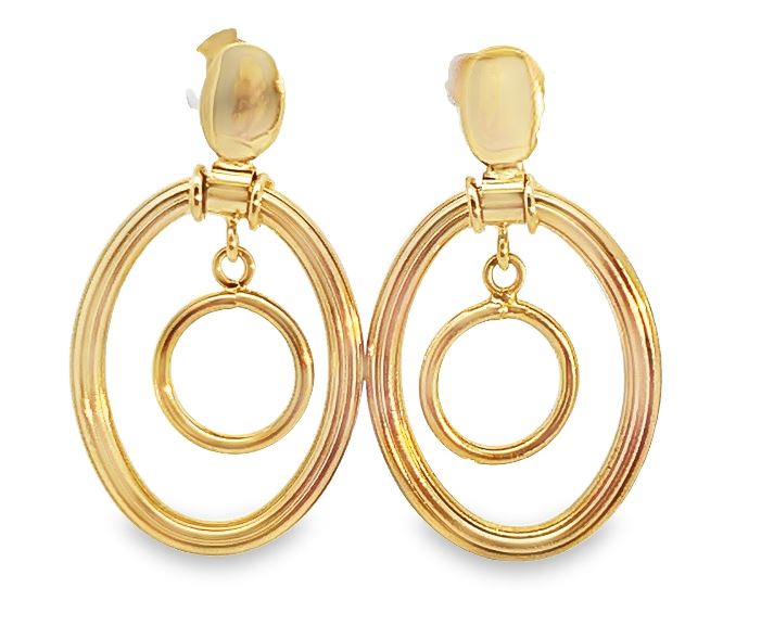 18Y Carved Oval and Smooth Circle Door Knocker Earrings Friction Posts