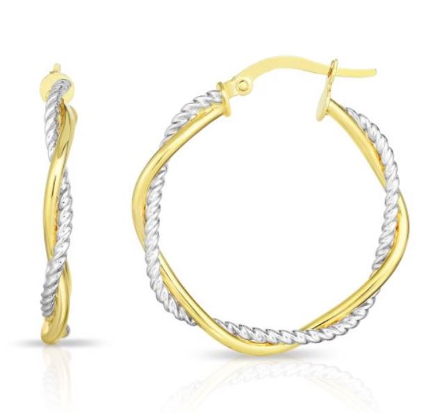 14TT 23mm Wrap Wround H/P and Textured Hoop Earrings