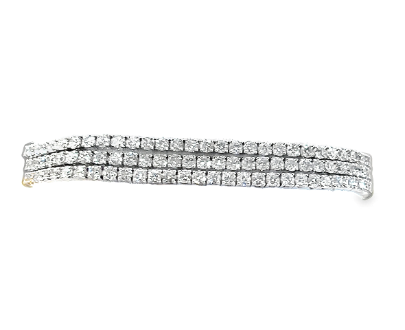 14W 3 Row Prong Set Diamond Bracelet 7.25"