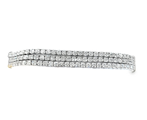 14W 3 Row Prong Set Diamond Bracelet 7.25"