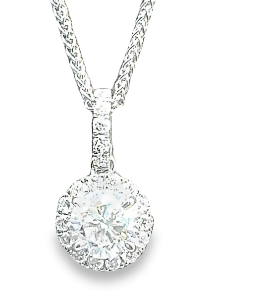 14W Round Diamond Halo Pendant with Diamond Bail