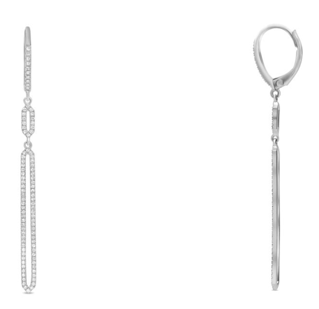 14W Elongated Hexagon Diamond Drop Earrings
