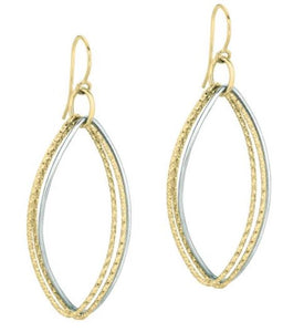 14K Two-Tone High Polish 3-Marquise Shaped Drop Dangle Earrings