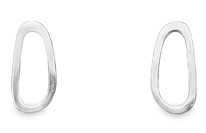 Sterling Silver Open Organic Oval Post Earrings