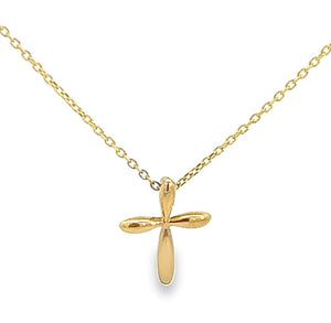 14Y Small Puffed Cross on Diamond Cut Cable 16-18"