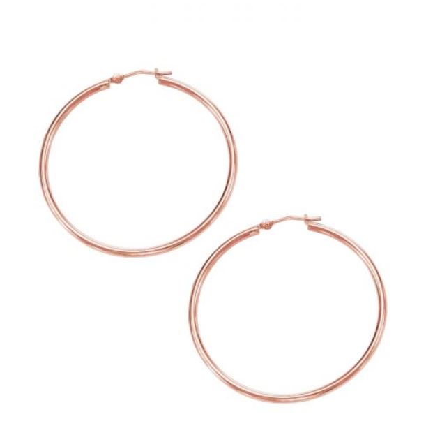 14R High Polish Tube Hoop Earrings