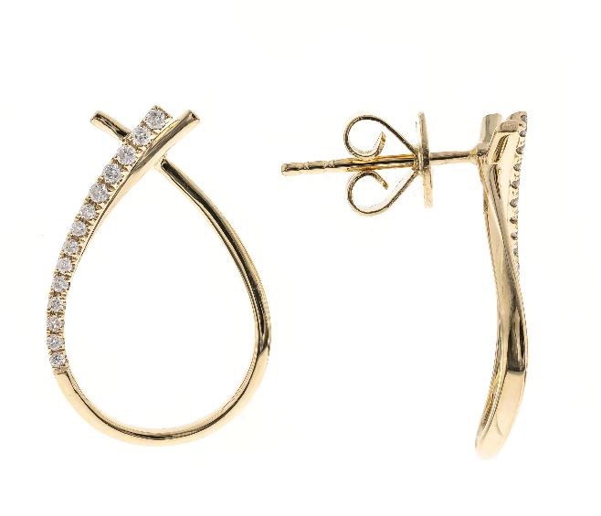 Color Jewels- 14Y Overlapping Pear Shape Bead Set Top Diamond Earrings