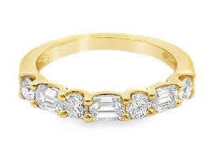 14Y Alternating Round and Emerald Cut Band Size 6.5