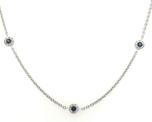 18W Sapphires with Diamond Halo by the Yard 16-18" Necklace