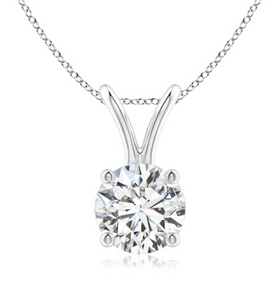 14W Round Diamond Pendant with V Bail on 18" .70mm Cable Chain Necklace