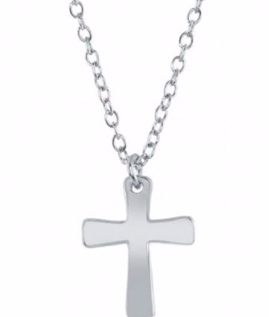 Sterling Silver Small 1/2" Cross Necklace 16-18"