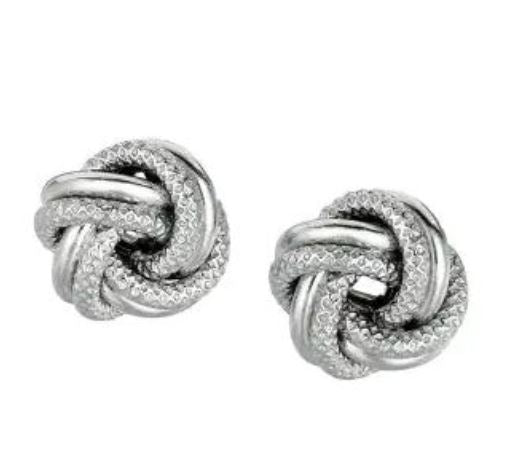 Sterling Silver Love Knot Stud Earrings
