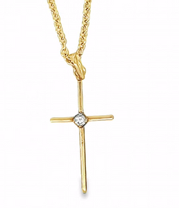 14Y Thin Cross Pendant with 2.15mm Diamond