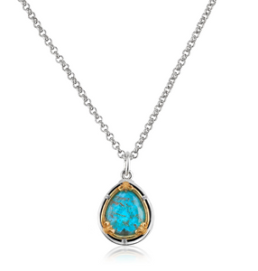 Sterling Silver Petite Teardrop Chrysocolla Necklace with 18k Gold Vermeil