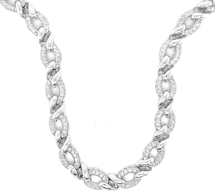 14W Oval Link Pave Diamond Necklace