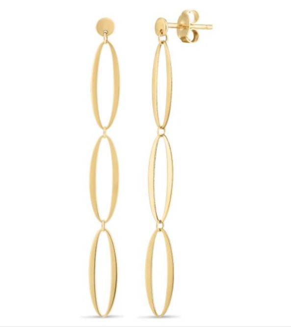 14Y 3 Abstract Oval Drop Earrings with Posts
