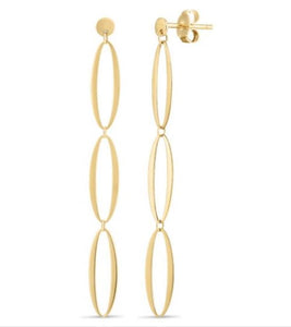 14Y 3 Abstract Oval Drop Earrings with Posts