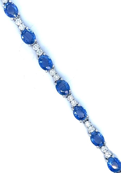 14W Oval Sapphire and Rd Diamond Link Bracelet