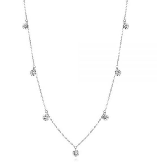 14W Round Drilled Diamond Necklace