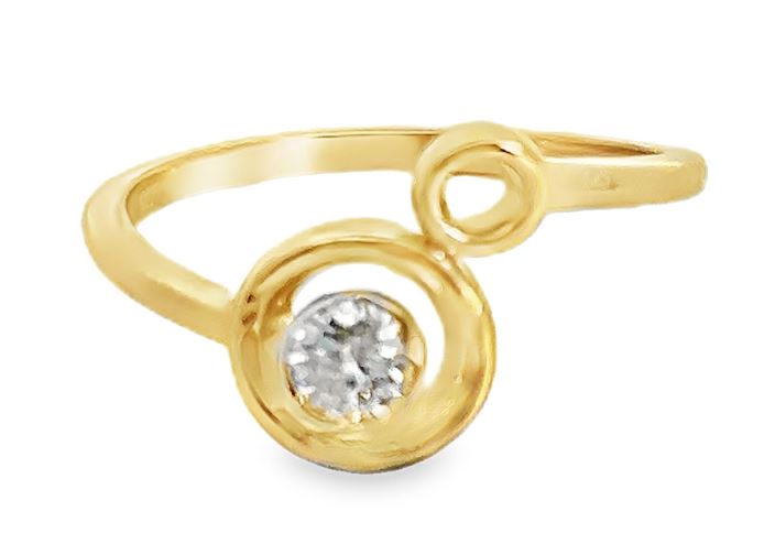14Y Double Circle Bezel Set Diamond Ring Size 8