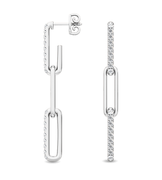 14W Lab Grown Diamond Chain Link Earrings with Friction Posts and Backs