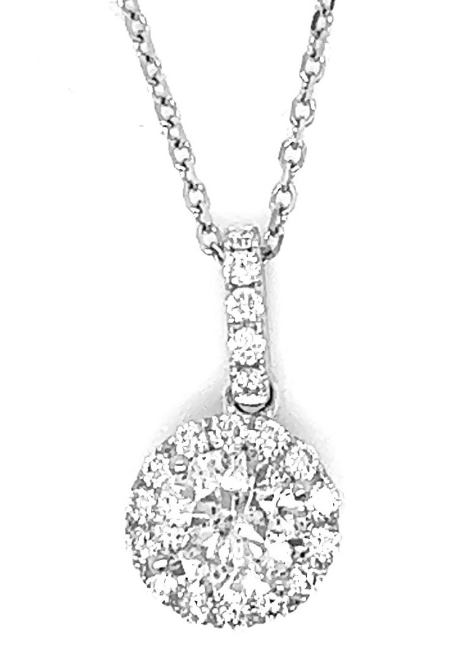 14W Round Diamond Halo Pendant with Diamond Bail