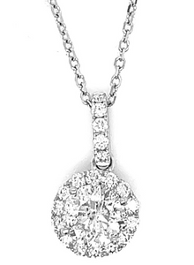 14W Round Diamond Halo Pendant with Diamond Bail