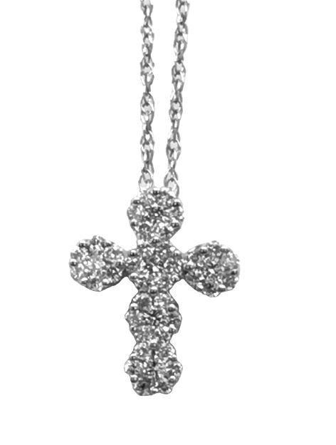 14W Diamond Cross Pendant with Round Diamonds