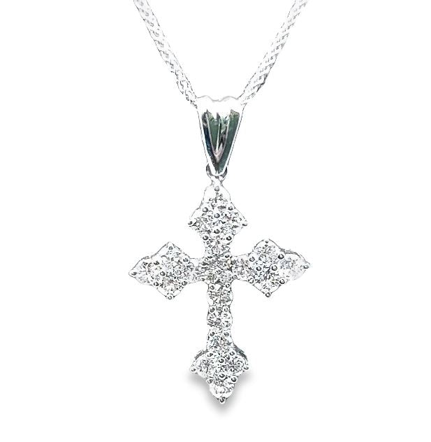 14W 1" Diamond Roman Cross Pendant with V Bail