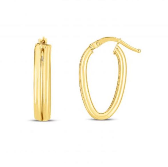 14Y 21mm 2 Row Oval Tube Hoop Hinged Earrings
