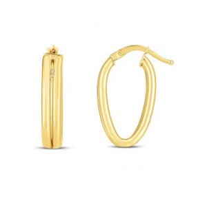 14Y 21mm 2 Row Oval Tube Hoop Hinged Earrings