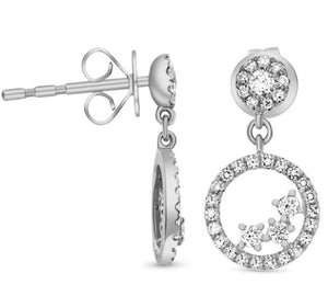 14W Open Pave Diamond Circle Dangle Earrings