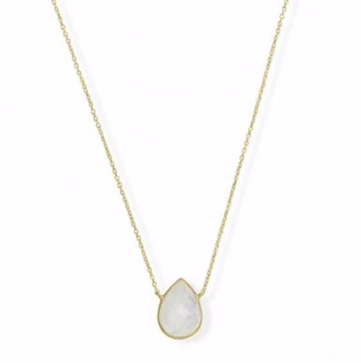 14K Vermeil Pear Shape Moonstone Necklace, 16-18"