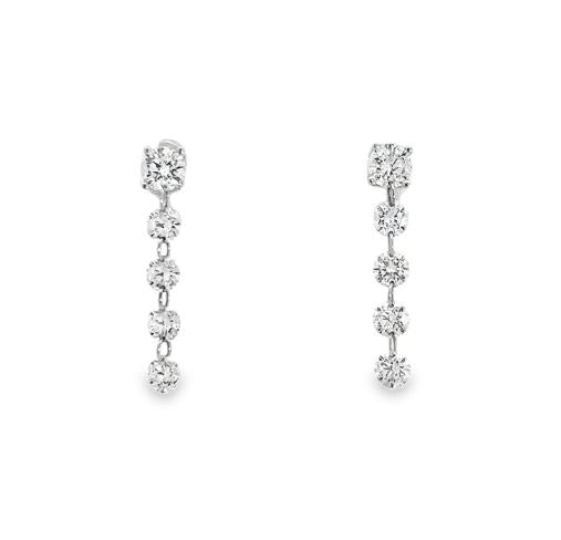 14W Stud Earrings with Cascading Drilled Diamond Dangles
