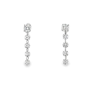 14W Stud Earrings with Cascading Drilled Diamond Dangles
