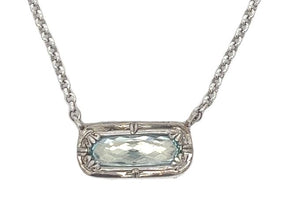 Sterling Silver Horizontal Blue Topaz Necklace