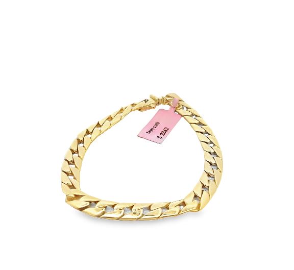 14Y 8" 7mm Solid Curb Link Bracelet
