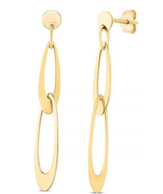 14Y Abstract Interlocking Oval Link Dangle Post Earrings